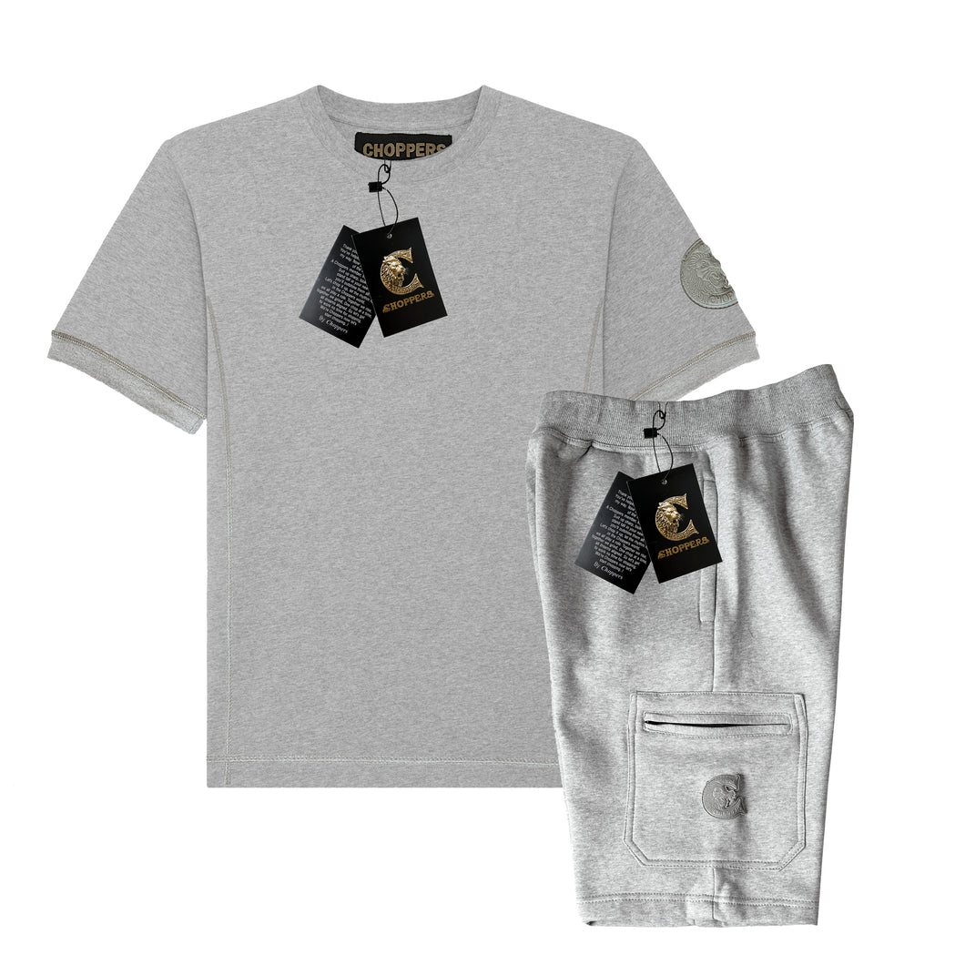 Choppers Marl Grey Logo Shorts & T Set