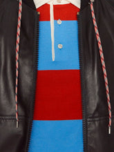 Load image into Gallery viewer, Gucci stripe leather bomber with hood

